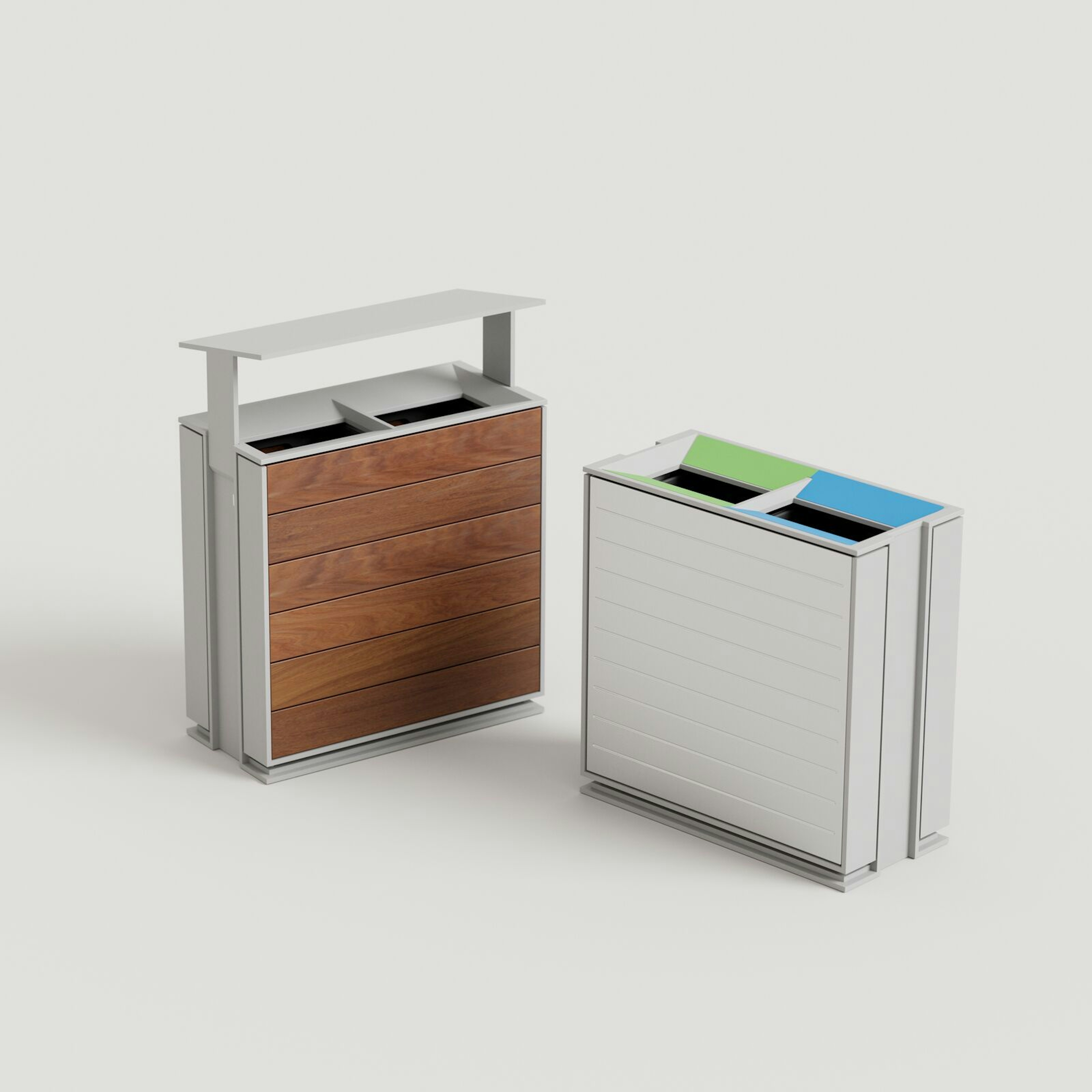 Apex Litter & Recycling Receptacle: Argento Texture