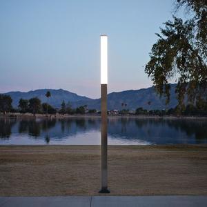 Rincon Pedestrian Lighting shown with body and top cap in Stainless Steel with S