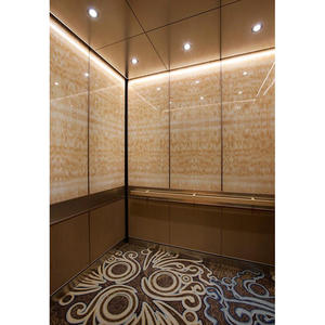 LEVELe-105 Elevator Interior with upper panels in ViviStone Honey Onyx