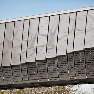 Bridge upper panels in Stainless Steel with Sandstone finish and custom Eco-Etch