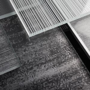 ViviStrata Monolithic glass with patterns: Ripple, Hive, Stripes and Glint