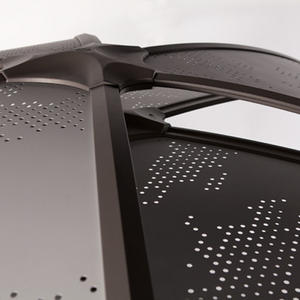 Soleris Sunshade shown with aluminum panels with Cloud perforation pattern