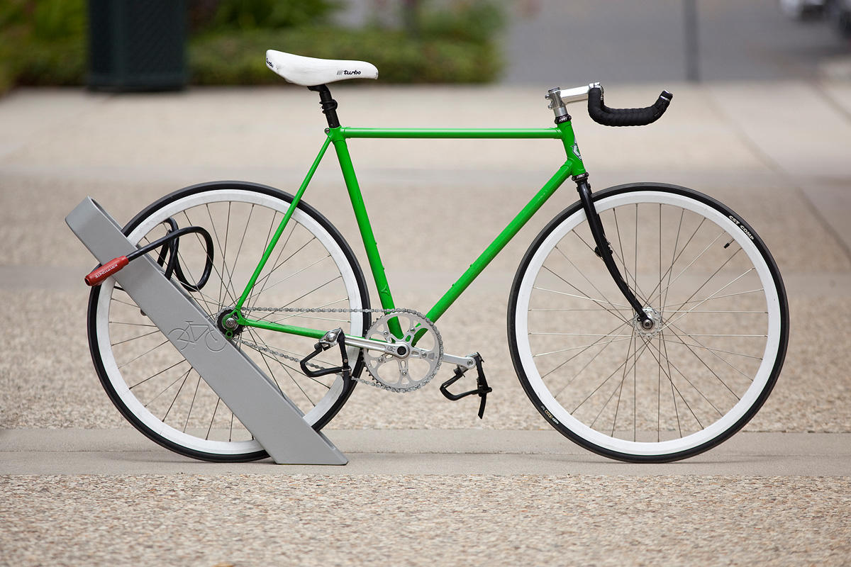 Bay City Bike Rack shown with Aluminum Texture powdercoat