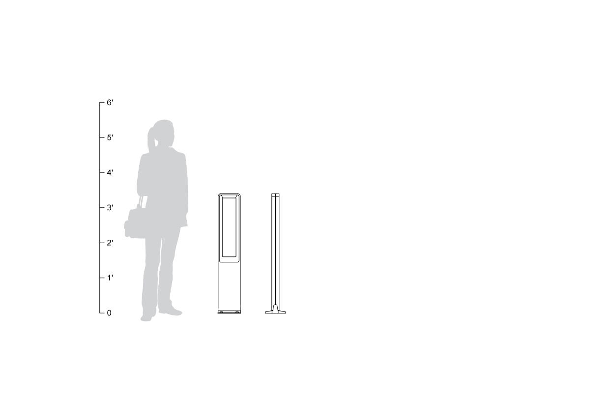 Tangent Bollard, shown to scale