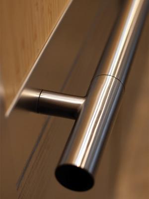Sextant Handrail with Cylinder finials in Satin Stainless Steel
