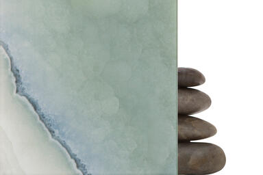 ViviStone Abalone Onyx glass shown in Reflect configuration with Pearlex+ finish