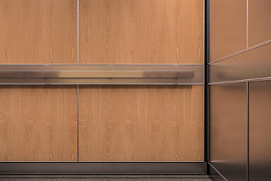 LEVELe-106 Elevator Interior with Capture panels in White Oak Rift wood veneer