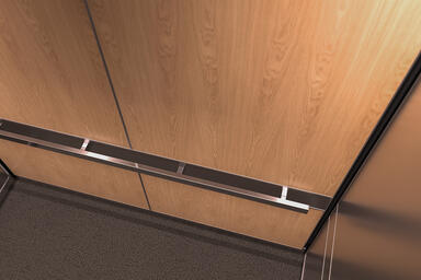 LEVELe-106 Elevator Interior with Capture panels in White Oak Rift wood veneer