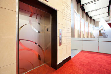 Stainless Steel Elevator Doors in Mirror finish with ECO205H Eco-Etch 