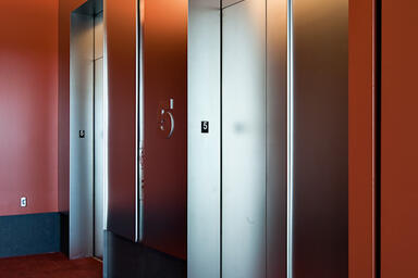Stainless Steel Elevator Doors in Mist finish at University of Chicago