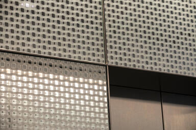 Detail of LEVELr Wall Cladding System with panels in ViviStrata Layers