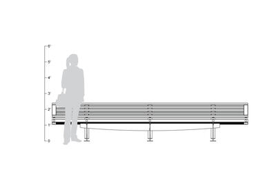 Pacifica Bench, 12 foot, full back, freestanding, shown to scale