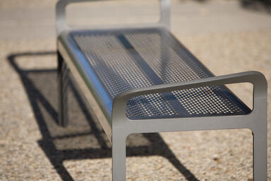 Ratio Bench, backless, powdercoated frame, Satin Stainless Steel seat