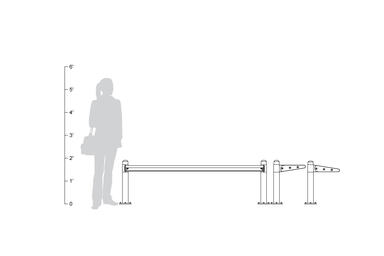 Transit Seating, single-sided, backless, shown to scale