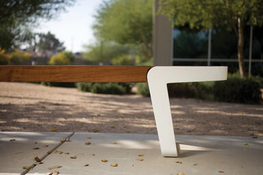 Circuit Bench shown with White Texture powdercoated frame and FSC&reg; Recycled