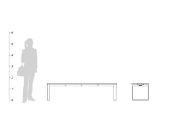 Apex Bench, square legs, shown to scale