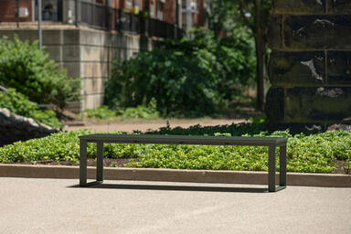 Apex Bench shown in standalone bench configuration with Moss Texture powdercoat