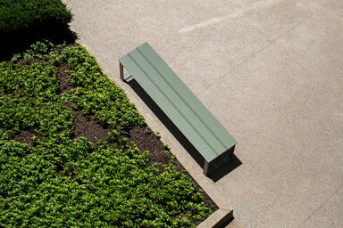 Apex Bench shown in standalone bench configuration with Moss Texture powdercoate