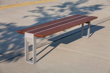 Apex Bench shown in standalone bench configuration with FSC® 100% hardwood slats