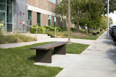 Flight Benches shown in 8 foot, backless configuration with Slate Texture