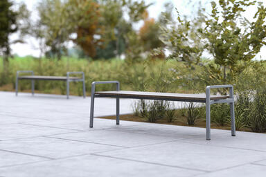 Float Benches in 6 foot, backless configuration with Cool Grey Texture