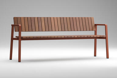 Float Bench in 6 foot, backed configuration with Clay Texture powdercoated frame