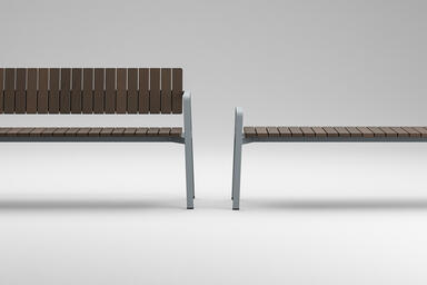 Float Bench in 6 foot, backed and backless configurations with Cool Grey Texture