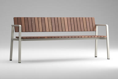 Float Bench in 6 foot, backed configuration with Alabaster Texture powdercoated 