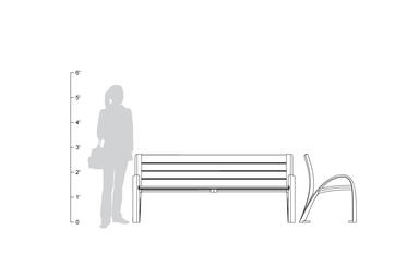 Camber Bench, 6 foot, shown to scale