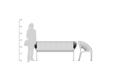Copenhagen Bench, 6 foot, shown to scale