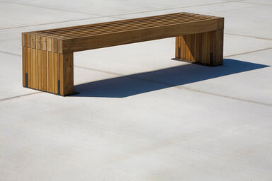 Hudson Bench shown in 6 foot, surface mount, FSC&reg; 100% hardwood slats