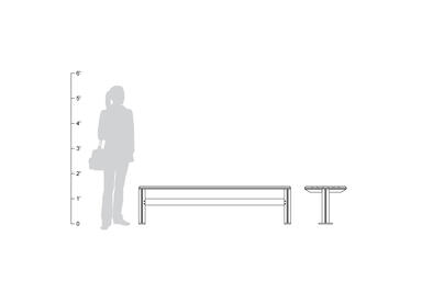 Knight Bench, backless, 6 foot, shown to scale