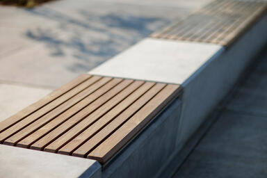 Knight Benches shown in backless configuration with FSC&reg; 100% hardwood slats