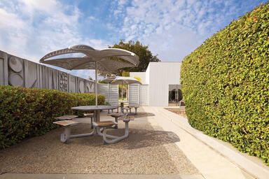 Soleris Sunshades with frames and panels with Slat perforation pattern in Alumin