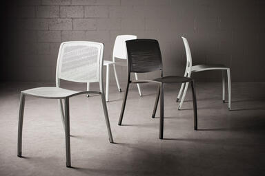 Avivo Chairs (starting from left) shown with Cream Texture powdercoat