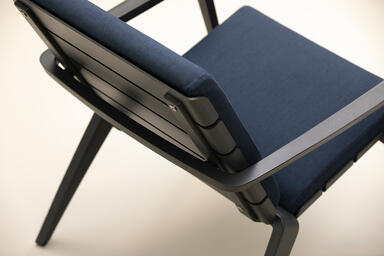 Vaya Textile Chair shown with Ink Blue Texture powdercoated frame
