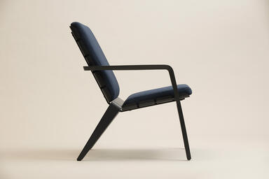 Vaya Textile Chair shown with Ink Blue Texture powdercoated frame 
