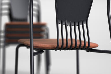 Factor Chairs without arms shown with FSC 100% Cumaru hardwood slat seat