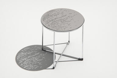 Linia Side Table shown with Argento Texture powdercoated table top with Sweep