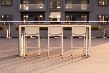 Duo Bar Table with stainless steel frame in Alabaster Texture powdercoat and FSC
