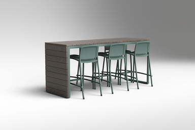 Duo Bar Table with stainless steel frame in Lagoon Texture powdercoat and FSC&reg;