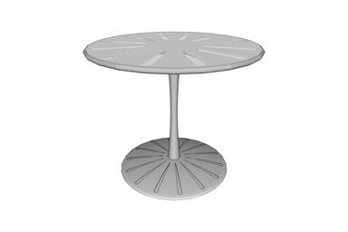 Citrus Table, 36&quot; perforated table top, center powdercoated in Fog