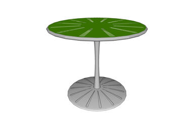 Citrus Table, 36&quot; perforated table top, center powdercoated in Lime