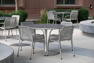 Citrus Tables with 42&quot; table tops in Stainless Steel with Sandstone finish