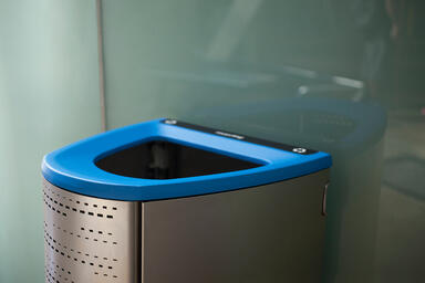 Axis Litter &amp; Recycling Receptacle with lid in custom powdercoat 