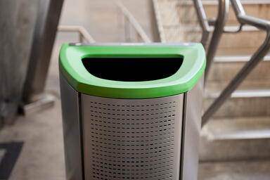 Axis Litter & Recycling Receptacle with lid in custom powdercoat