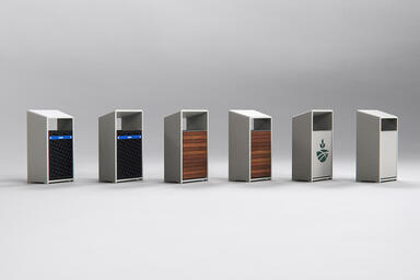 Bevel Litter Receptacles shown in multiple configurations