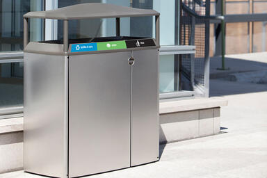 Transit Litter &amp; Recycling Receptacle, tri-stream configuration