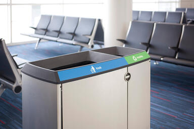 Transit Litter &amp; Recycling Receptacle, dual-stream configuration