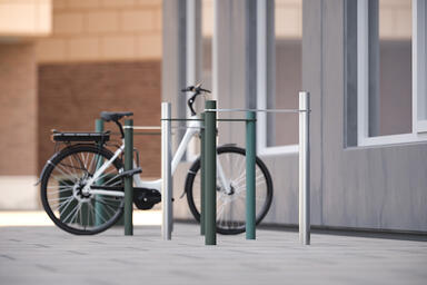 Eleven Bike Racks in cast-in-place configuration with tubular elements